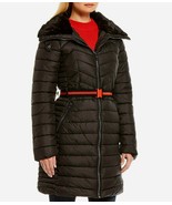             New Steve Madden Women&#39;s Belted Long Puffer Coat Black Varie... - $143.59 CAD