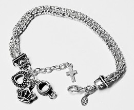 Premier Charm Bracelet Silvertone 7.25  to 8 Inches Long - £9.59 GBP