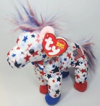 2003 Ty Beanie Baby &quot;Left 2004&quot; Retired Patriotic Red, White, &amp; Blue Horse BB23 - £7.82 GBP