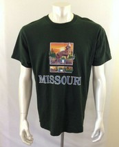 Missouri Tee Men&#39;s Size Large Green Short Sleeve Gildan Cotton Graphic T Shirt - £7.00 GBP