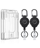 Uniclife 2 Pack 2-Card Thumb-Slot Badge Holder Vertical Clear Plastic Ca... - $23.74