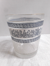 Jeanette Glass Blue White Patrician Pattern Chariots Lowball Tumbler Gol... - £7.86 GBP