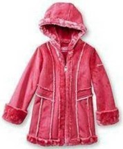 Girls Jacket Hooded Hemisphere Heavy Pink Shearling Zip Fx Fur Lined Coa... - $39.60