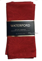 Waterford Christmas Napkins Luxury Damask Poinsettia Bloom Red Set of 4 ... - £37.88 GBP