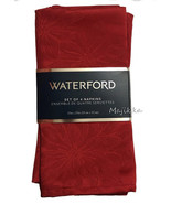 Waterford Christmas Napkins Luxury Damask Poinsettia Bloom Red Set of 4 ... - £37.98 GBP