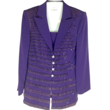 Vintage Artsy Beaded Embellished Sample Jacket S Purple retro glam class... - $48.51