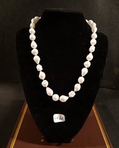 Vintage Irregular White Bead Necklace 18 inches - $10.99