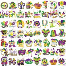 96 Pieces Mardi Gras Temporary Tattoos 48 Styles New Orleans Party Temporary Tat - £18.50 GBP