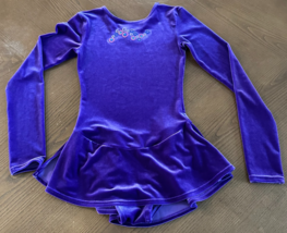 Mondor Girl Skate Dress Glitter Purple Velvet Sz 8 10 Sparkly Ice Figure... - $34.57