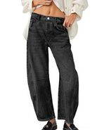 HUNGSON Women&#39;s Wide Leg Mid Rise Boyfriend Jeans Denim Size 4 - $453.83 MXN