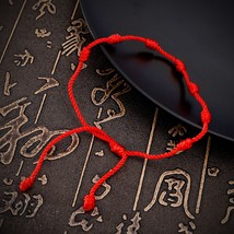 Handmade Lucky Red String Bracelet Amulet 7 Knots Protection Rope Man Women Gift - £7.68 GBP