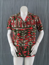 Vintage Hawaiian Shirt - Green and Red Tribal Pattern Comptoir Artistiqu... - £66.39 GBP