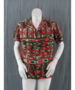 Vintage Hawaiian Shirt - Green and Red Tribal Pattern Comptoir Artistiqu... - £68.31 GBP