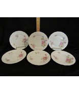 6 Vintage Porcelain 7.25&quot; Plates Pink Florals Scalloped Rim 4 VG, 2 Have... - £7.41 GBP