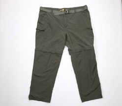 Vintage Cabelas Mens 46x32 Belted Convertible Wide Leg Pants Shorts Green Nylon - £34.87 GBP