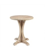 Rustic Reclaimed Wheat Round Accent Table Ash Veneer 21x24in - $4,390.23 MXN