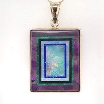 Kaufmann 14k Gold Genuine Natural Opal Intarsia Pendant with Sugilite (#J6241) - £857.43 GBP