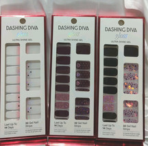 LOT 3 Pkgs Dashing Diva Gloss Ultra Shine Gel Palette Nail Strips Valent... - $21.00