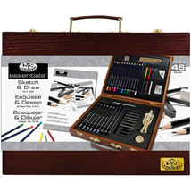 essentials(TM) Wooden Box Art Set-Sketch &amp; Draw 45pc - £28.23 GBP