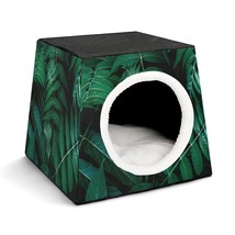 Mondxflaur Green Leaf Cat Beds for Indoor Cats Cave Bed 3 in 1 Pet House - £26.45 GBP