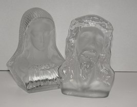 Vintage Jesus and Mary VIKING Glass Bookends  (Pair) - £27.35 GBP