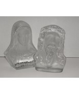 Vintage Jesus and Mary VIKING Glass Bookends  (Pair) - £27.67 GBP