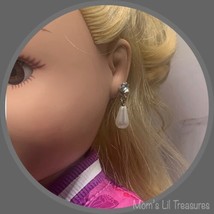18 Inch Fashion Doll Jewelry • Rhinestone Pearl Dangle Doll Earrings 18” Doll - £6.20 GBP