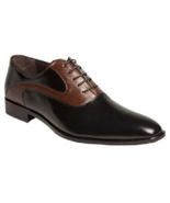 Men&#39;s Two Tone Black Brown Cont Derby Toe Vintage Leather Laceup Handmad... - $205.14 CAD+