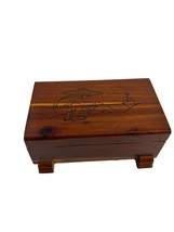 Small Dovetailed Footed Wood Trinket Jewelry Box Beach Sandcastle Ocean Child - £11.10 GBP