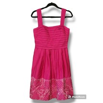 Sangria Pink Sleeveless Fit and Flare Embroidered Pleated Dress - Size 8 - £23.08 GBP