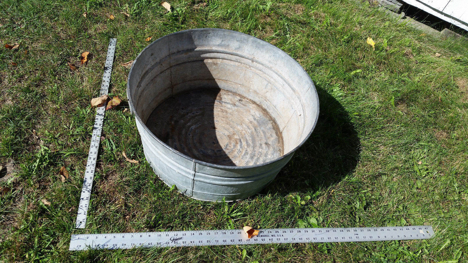 Primary image for Antique Metal Washtub Rustic Primitive Silver Gray Wash Tub #3 Old Home Treasure