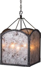 Chandelier Romola Terracotta Lighting Aged Hammered Iron Onyx Smoky Glass  - £851.99 GBP