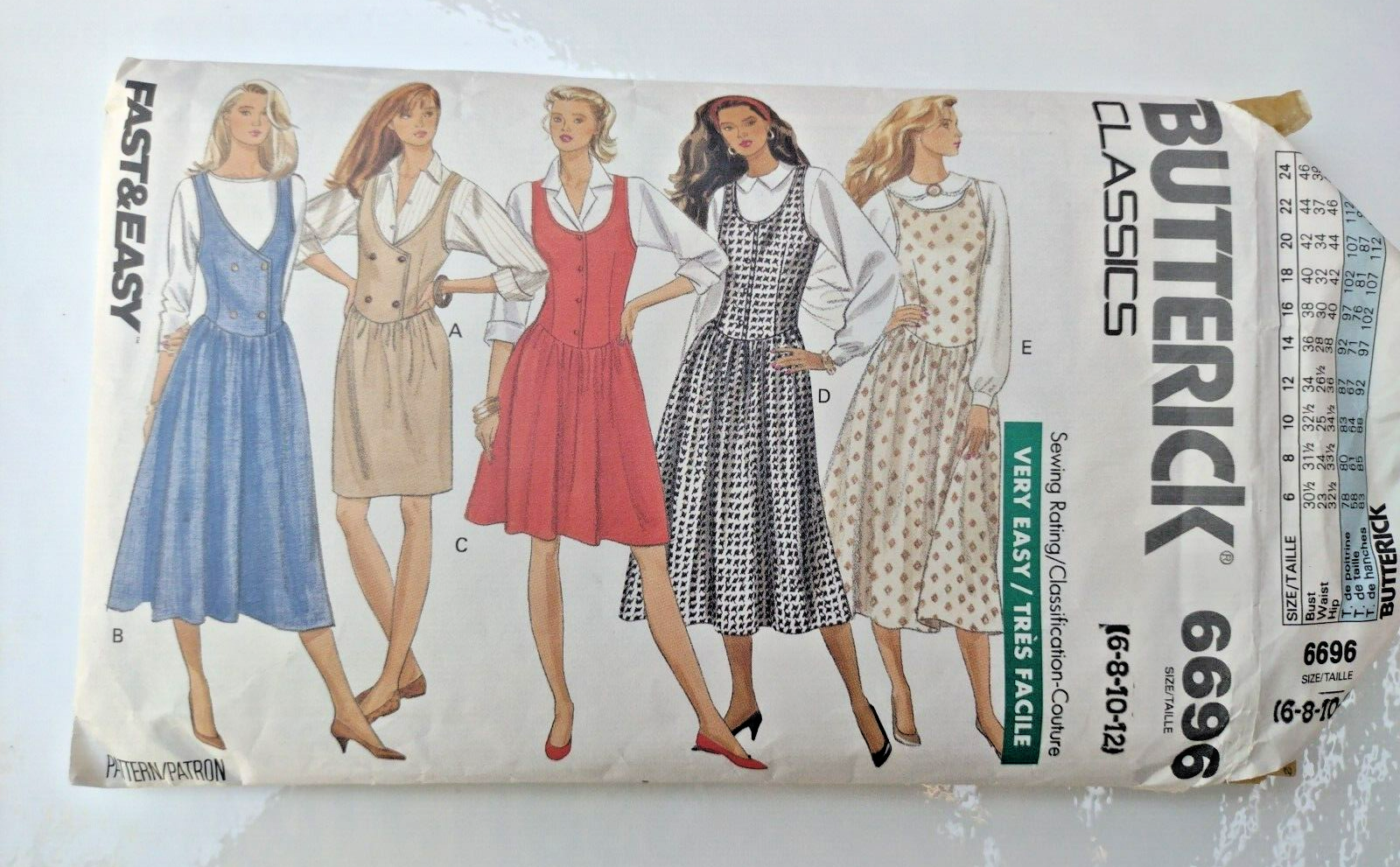 Vintage Sewing Pattern Butterick 6696 Misses Jumper Dress Fast & Easy Pattern - $4.94