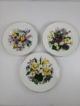 3 St Martin Email de Limoges Dinner Luncheon Plates Bouquet Flower Floral 9.5&quot; - £118.58 GBP