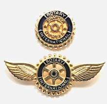 Rotary International Pins Lot 2 Charter Member &amp; Winged Gear Logo Blue G... - $19.99