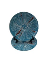 Ikea Bullra Round Salad Lunch Plate Set of 2 Turquoise Red White Floral 15199 - £17.30 GBP