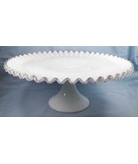 Fenton Silver Crest Cake Stand Elegant Glass Milk White Clear Edge 13&quot;-
... - £96.56 GBP