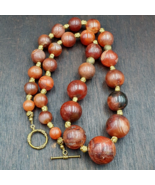 Collier ancien perles d&#39;agate cornaline indo tibétaine de l&#39;Himalaya NL-8 - $2,269.60 MXN