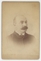 Antique Circa 1880s Cabinet Card Older Man With Great Mustache Niagara Falls, NY - £11.08 GBP
