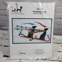 Imaginating Inc Christmas Cross Stitch Sledding Cats with scarfs SG 15 M... - $19.79