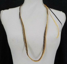 FLAT WOVEN RIBBON NECKLACE 35.5 INCH CIRCUMFERENCE BLACK &amp; GOLD FASHION ... - £11.83 GBP