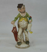 Vintage Porcelain Old Man With Umbrella &amp; Duck Figurine Germany #207894 - £40.55 GBP