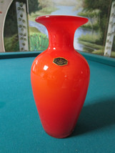 Handblown Orange Glass Red Vase 8&quot; Made In China By Snowflake [*Avon] - £58.50 GBP