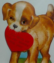 Adorable Dog W/Glass Eyes Stand Up 1930&#39;s Valentine Card - £7.89 GBP