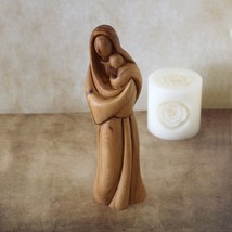 Olive Wood Statue of Virgin Mary Holding Baby Jesus, Mother And Child St... - £141.55 GBP