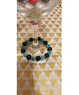 Women woman women&#39;s skeleton skull Goth biker beaded bracelet turquoise ... - $11.87 CAD