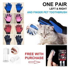 Deshedding Shedding Bath Pet Grooming Glove for Cats and Dogs + Pet Toothbrush - £7.89 GBP