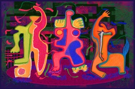 art Painting,original digital art, Jarana en Carnaval, on canvas-René Castillo-R - £489.77 GBP