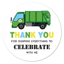 Garbage Truck Thank You Stickers, 2 Inch Baby Shower Birthday Party Favo... - £16.51 GBP