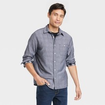 Double Weave Long Sleeve Button-Down Shirt - Goodfellow &amp; Co Gray L - £16.61 GBP